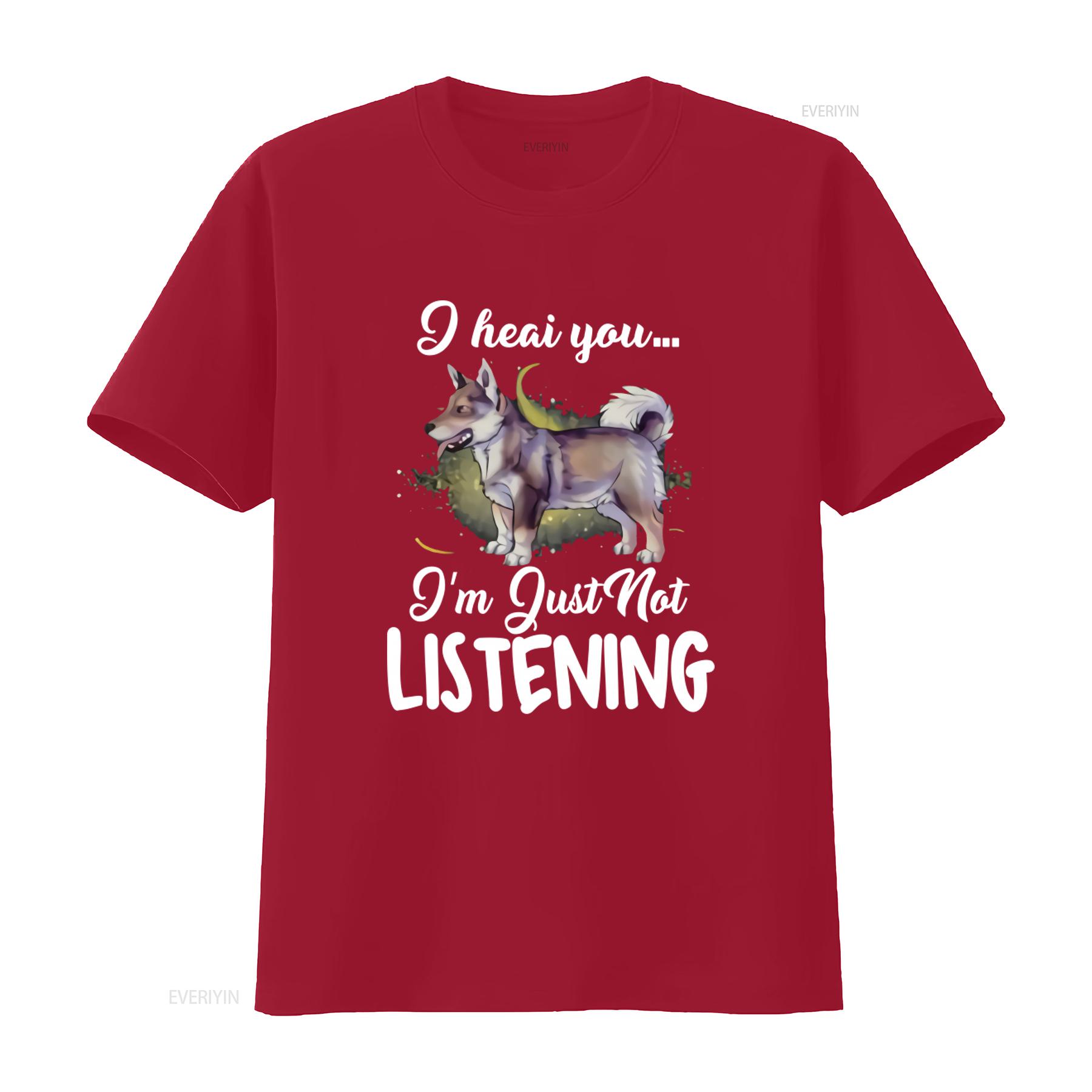 Swedish Vallhund Dog Lover T Shirt I Hear You Im Just Not Listening  vintage Washed Stylish Top For Everyday Wear graphic S