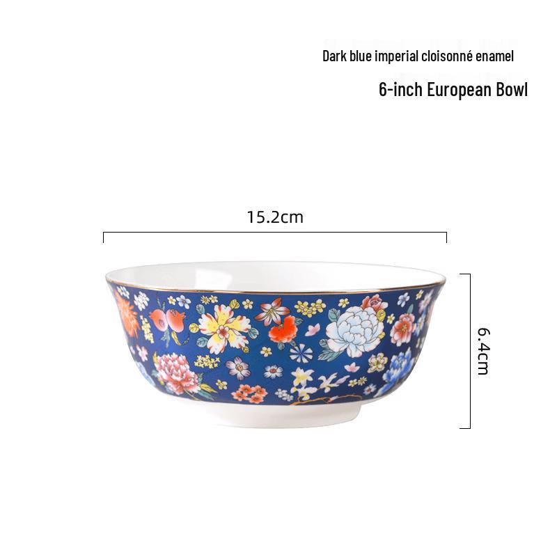 OIMG Ceramic Palace Enamel 6-inch Rice/Noodle Bowl (Set of 2)