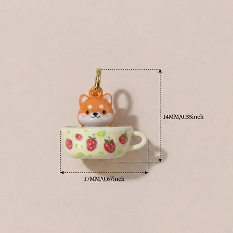 Cartoon Teacup Animal Series Pendant Necklace Cute Diy Fox Penguin Rabbit Panda Hedgehog 3D Pendant Jewelry Accessories