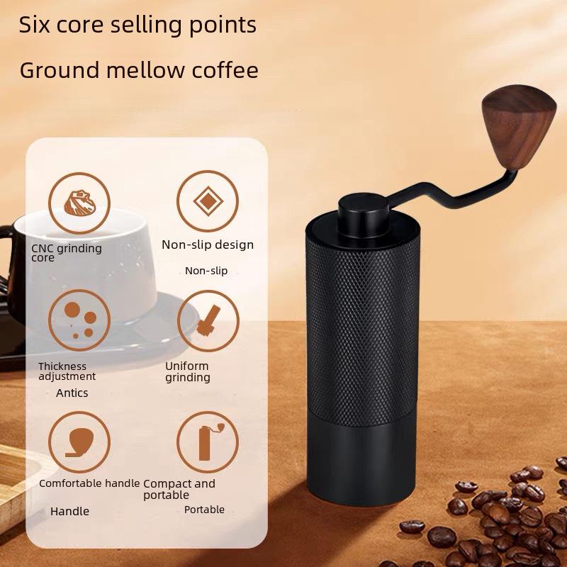 Hand-Crank Coffee Grinder with CNC Titanium-Plated Core for Italian Brews