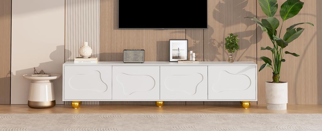 180*40*45cm Lowboard with 2 Cabinets, Cloud-Shaped, TV Entertainment Center with 5 Support Legs, Load Capacity up to 60 kg, Suitable for 75-Inch