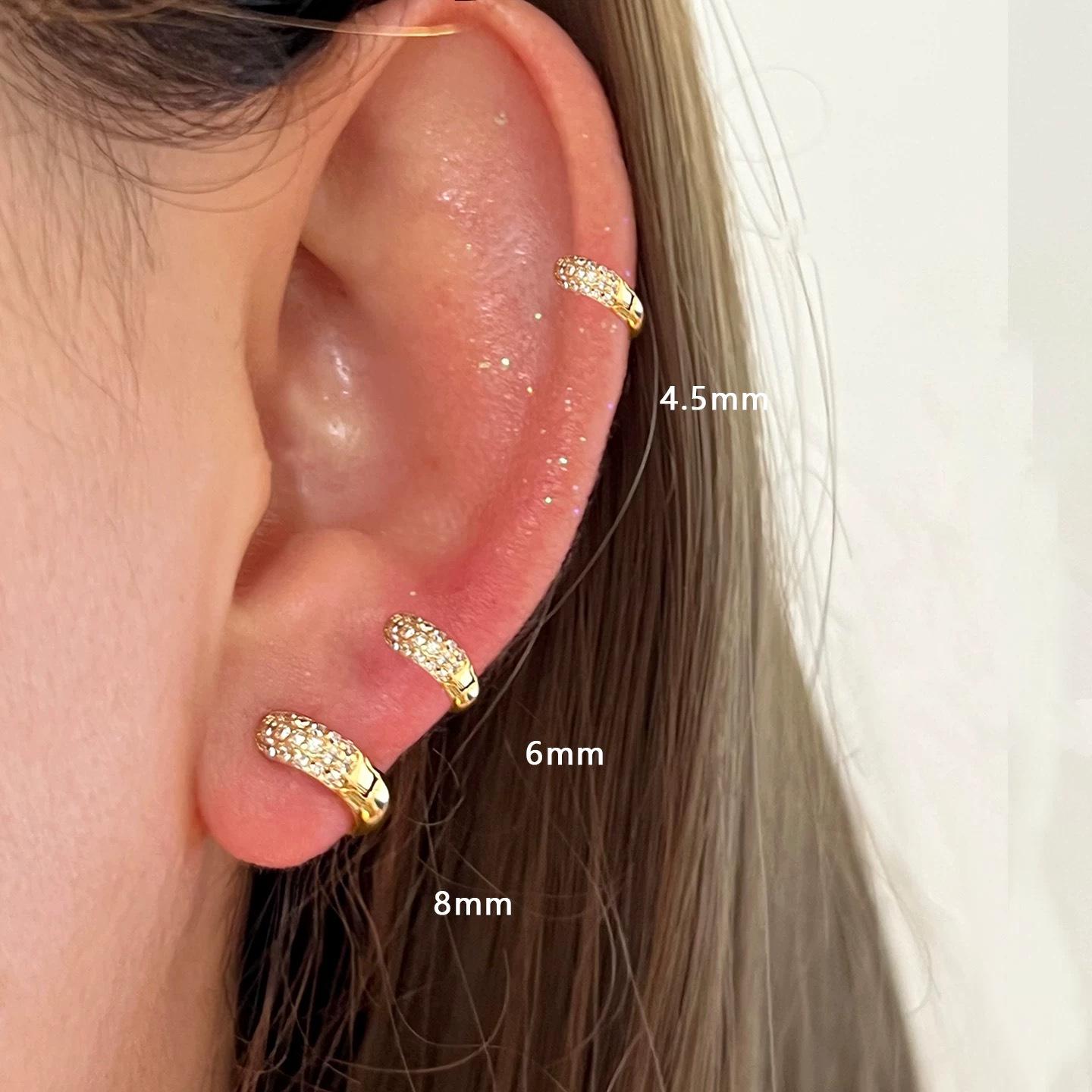 

18K Gold Plated Sterling Silver Mini Ear Cuff with Blazing Zircon Hoop 925 silver