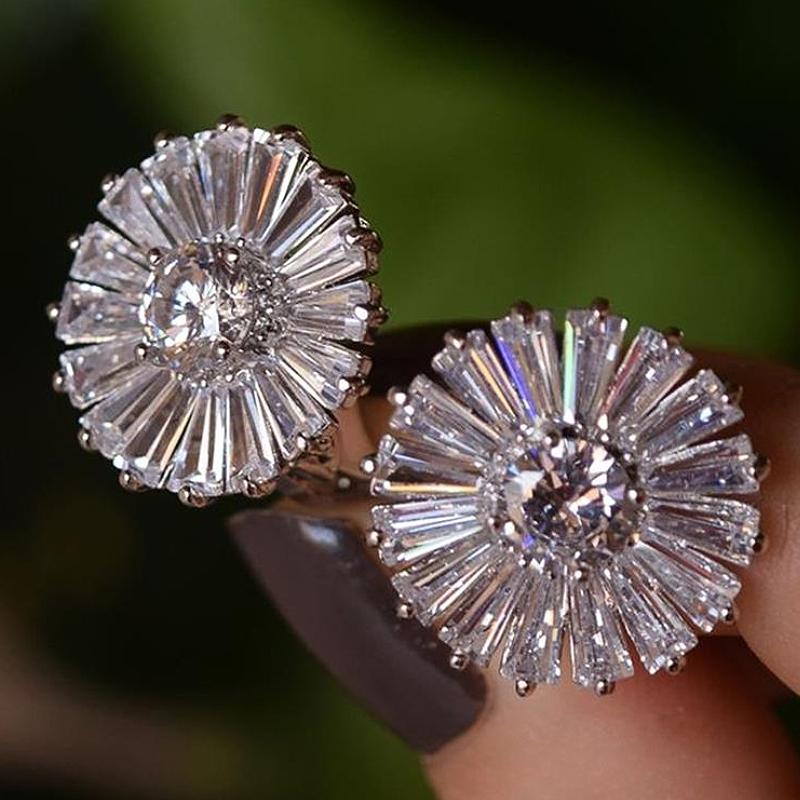 Xiaomi Huitan Floral Design Stud Earrings for Women Wedding Party Charming Accessories Full Sparkling Cubic Zirconia Trendy Jewelry