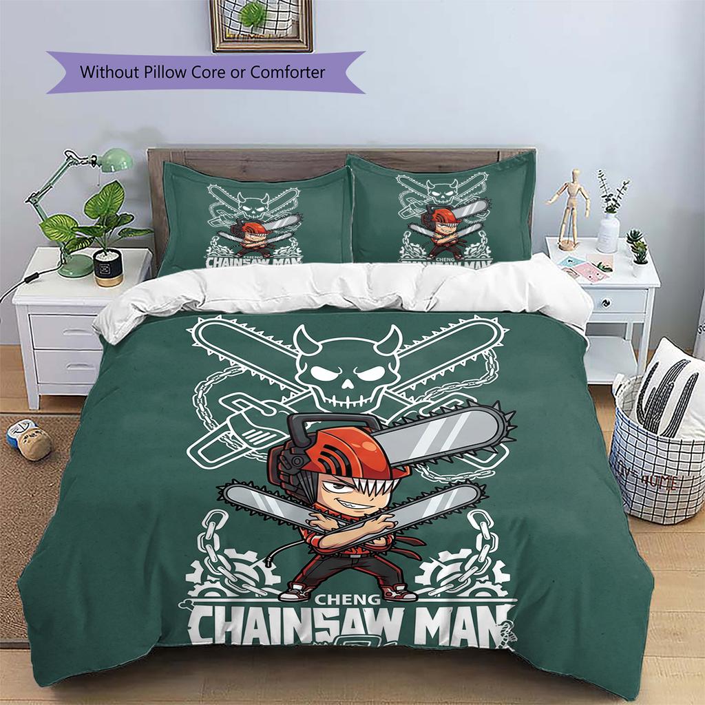 Chainsaw Man Für für Fans | Spezielles Kissenbezug & Bettbezug Set | Anime Stil Schlafzimmer Bettwäsche | Tolles Geschenk YUN6511