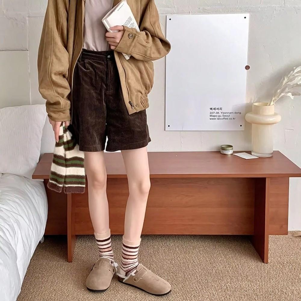 Thickened Striped Socks Plush Floor Socks New Mink Fleece Socks  Autumn Winter