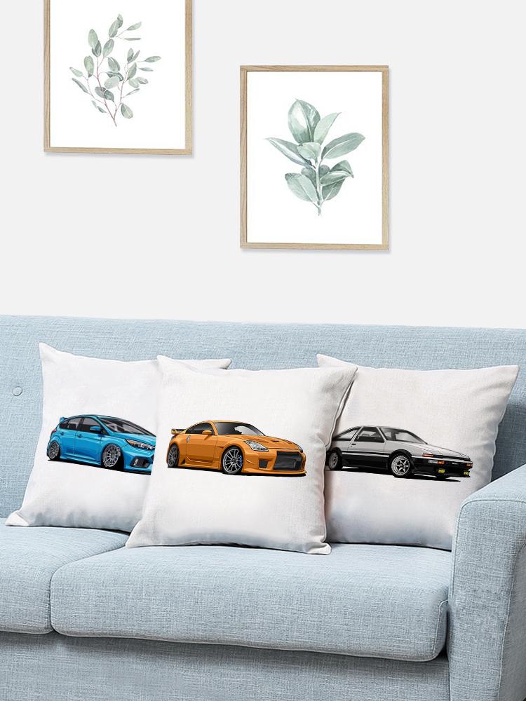 Car Pattern Printing Simple Pillowcase Classic Peach Skin Cushion Cover Pillowcase Home Sofa Car Seat Decoration Pillowcase