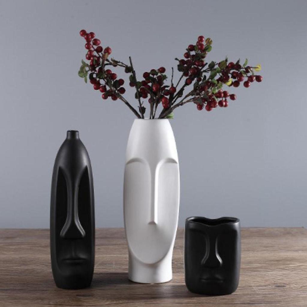 Elegant Human Face Flower Vase Modern Sculpture for Living Room Decor Style A