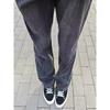 American trend black autumn jeans men's splicing high street straight trousers loose and handsome casual trousers