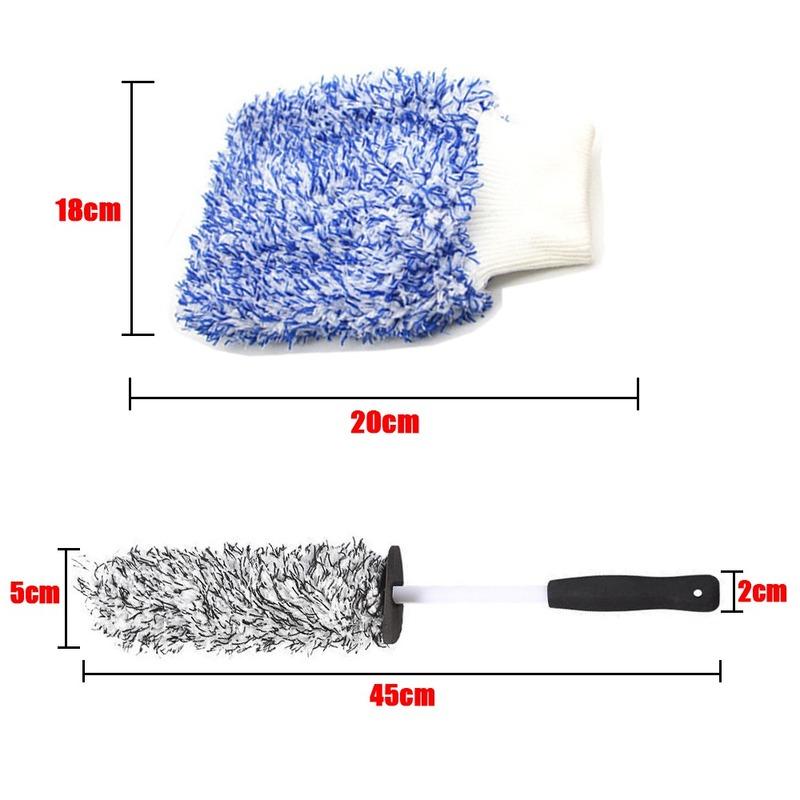 Set da 2 Pezzi Spazzola Super per Lavaggio Auto Microfibra Premium Spazzola per Cerchioni Manico Morbido Antiscivolo Facile Da Pulire Raggi Cerchioni Auto Accessori Auto