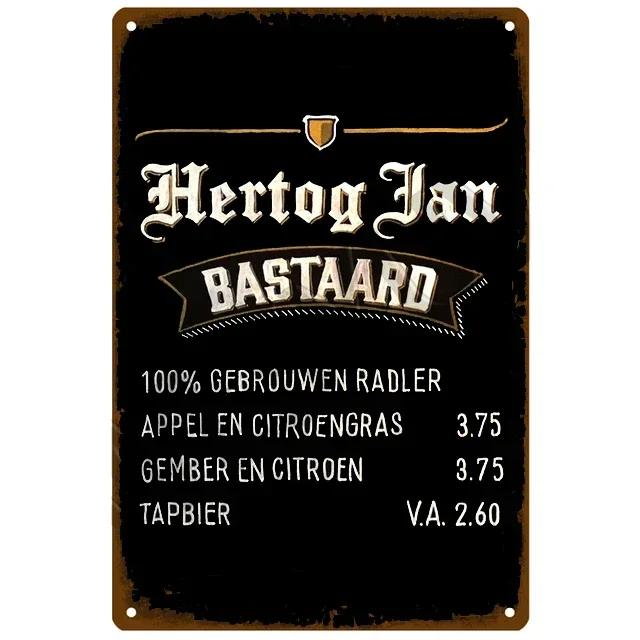 Metal Sign Vintage Hertog Jan  La Chouffe Beer Brand Tin Signs Set Retro Belgian Brewery Metal Wall Art Rustic Decor Plaques for Bar 20x30cm（7.8x11.8inch）