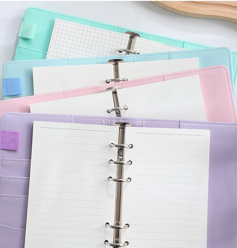 A4 A5 A6 Budget Binder File Holder Loose Leaf PU Leather Notebook Budget Binder with Prong Rings for Students Journal Business