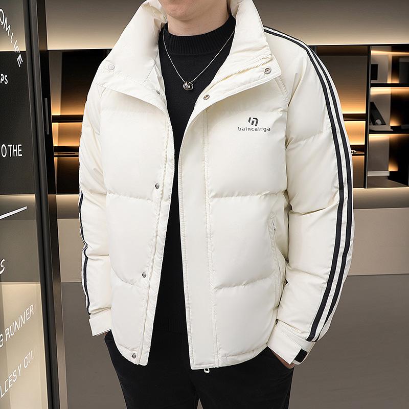 

Men s 2025 Trendy Down Jacket: Stylish Patchwork, Thickened Short Design for Cold Protection XXL брудно-білий