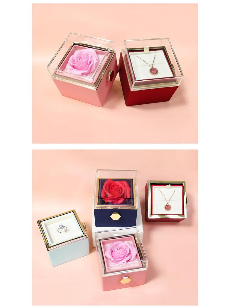 Valentine's Day Preserved Rose & Jewelry Gift Box with Soap Flowers and Necklace
