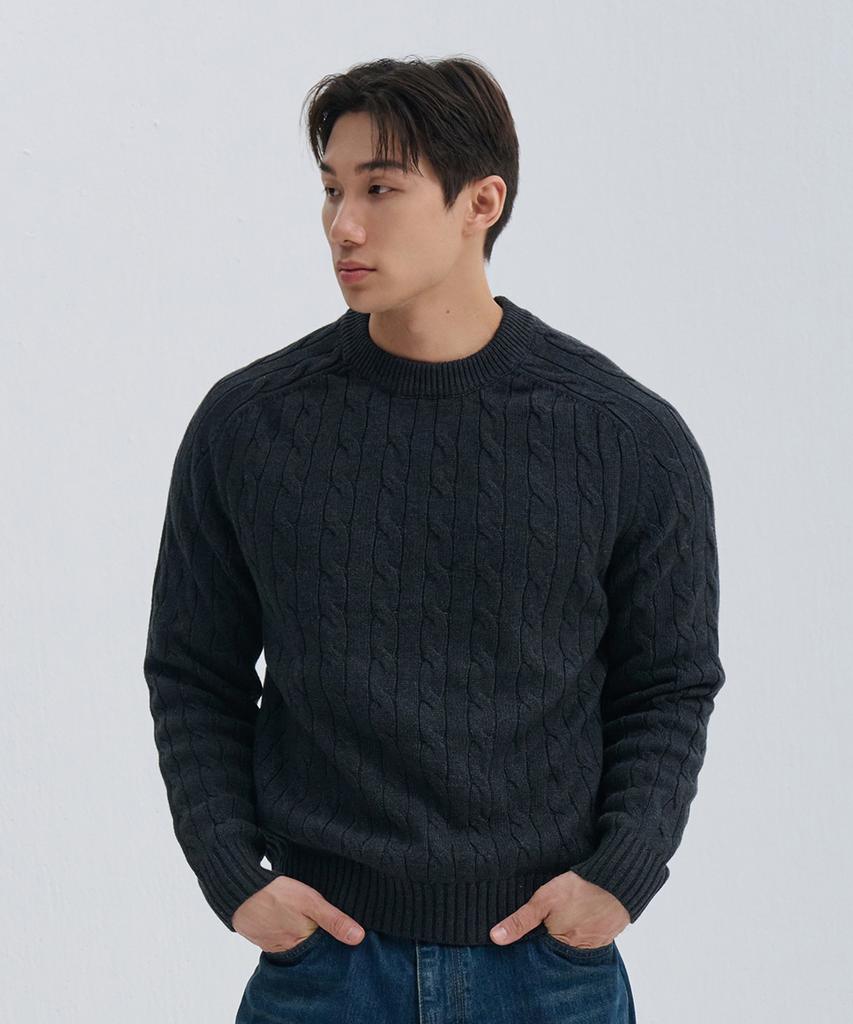 NINEZ Cable Crew Neck Muscle Knit (2 Colors)