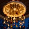 Ornamenti da Soggiorno Interno Decorazione Natalizia da Appendere al Soffitto Illuminata, Ciondolo Campanella Albero Pre-Illuminato con Fiocco di Neve Stella Decorazione LED Caldi, Portico