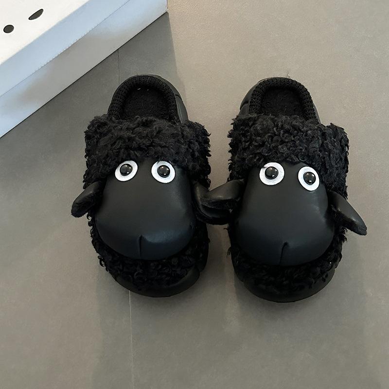 Fashion plush cute cartoon lamb cotton warm mop girl 2025 autumn and winter new room plush bag head mop