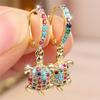 Cute Animal Female Small Rainbow Zircon Stone Turtle Hoop Earrings Trendy Fashion Gold Color Wedding Jewelry For Women
