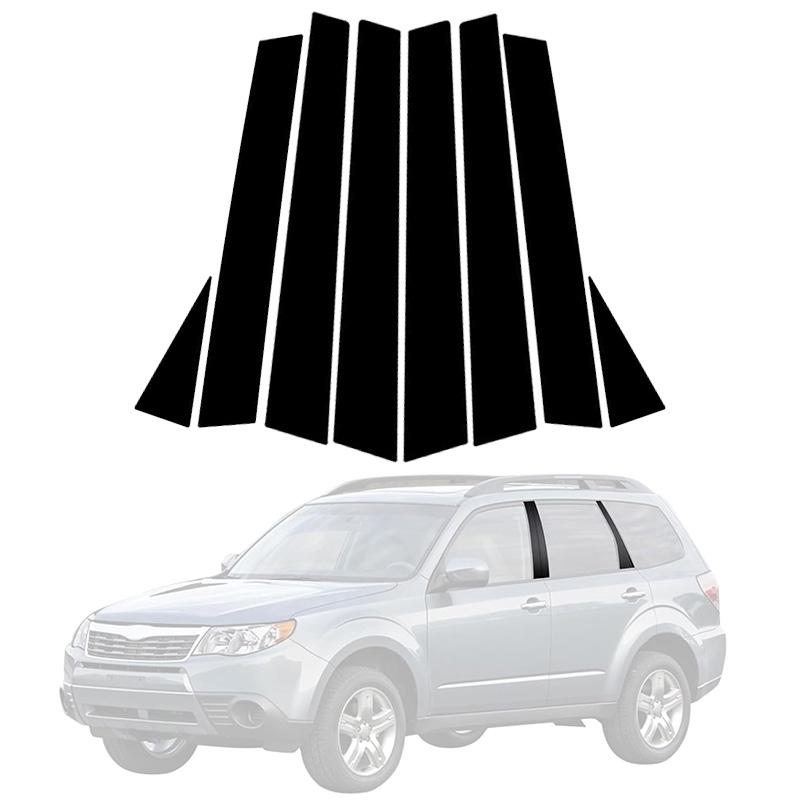 8pcs Black Door Trim Cover Stickers Pillar Posts for Subaru Forester 2009 2010 2011 2012 Car Window Decoration Auto Styling