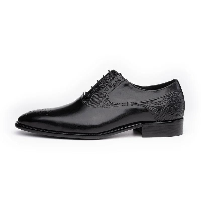 Fashion Handmade Business Wedding Formal Shoes Cowhide Pointed Lace-up Men's Shoes Comfortable Office Oxford Shoes Fashion Leather Shoe