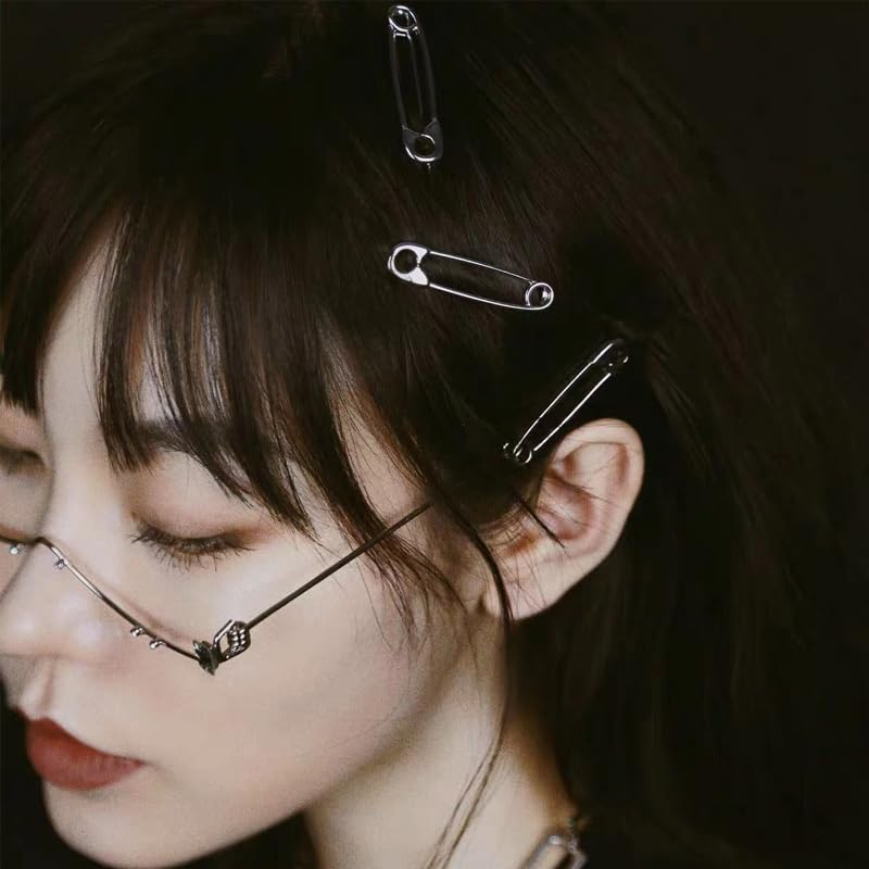 Gothic Hair Clips Set Paperclip Shaped Hair Pins for Women Girls Y2K Punk Hair Clip for Teen Girl Goth Hairpins for Long Short Hair Barrettes Goth