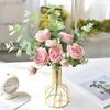 1 Set Golden Vase Metal Flowers Pot Hydroponic Container Test Tube Vase Modern Luxurious Home Desk Decoration Alloy Glass Vases