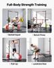 Power Cage Rack, Multifunctional Squat Rack for Home Gym, Width-Adjustable Workout Strength Training Equipment with 6 Band Pegs, Landmine Attachment &