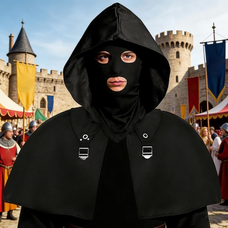 Futuristic Role Play Cloak Head Cover Set Polyester Halloween Party Costume Head Cover For Conventions And Cosplay Event