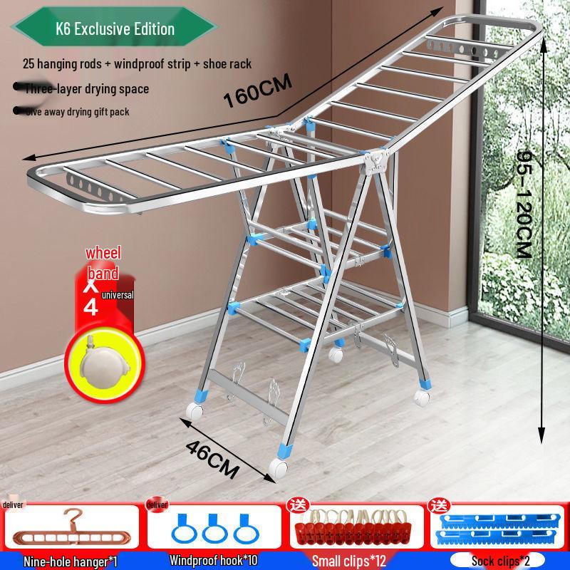 Foldable Stainless Steel Clothes Rack for Indoor/Outdoor Use