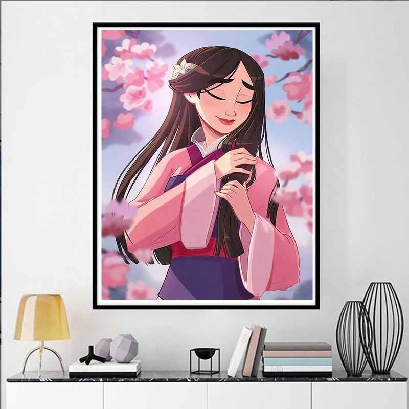 Disney Diamond Painting 5D "Mulan" Soft Breeze Fan Art Illustration Cartoon Movie Cross Stitch Embroidery Handmade Gift Home Decoration