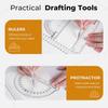 Nicpro 22 PCS Compass Geometry Tools with Case, Drafting Tools Geometry Set with Swing Arm Protractor, Rulers, Metal Compass, Square Set, Mechanical