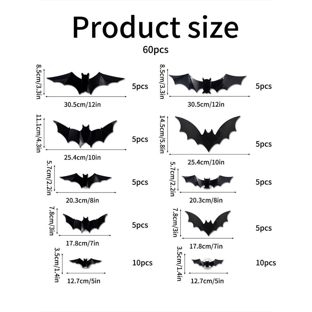 3D LED Glitzer Fledermaus Wandaufkleber für Halloween Dekoration