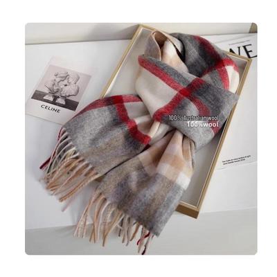 HANDUNYOU Australian Wool Plaid Scarf