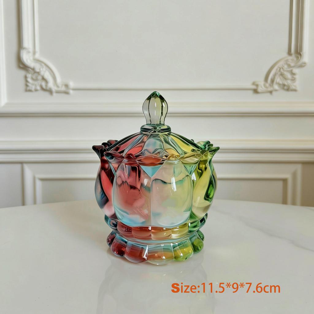 Barattoli in Vetro Colorato Goffrato con Coperchio - Vasetti in Vetro di Cristallo da 6 oz per Caramelle - Barattoli Iridescenti per Caramelle Scatola per Gioielli per Matrimonio, Festa, Buffet Decorativi