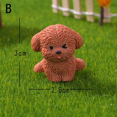 Figurine Miniature Cute Brown Teddy Puppy Dog Micro Landscape Ornaments For Home Decorations Kawaii Animal Desktop Decoration