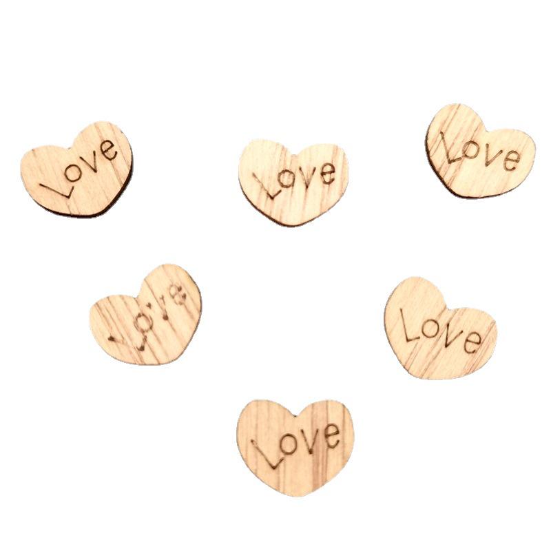 100-Piece Set of 15mm Engraved Rosewood Heart Decorations