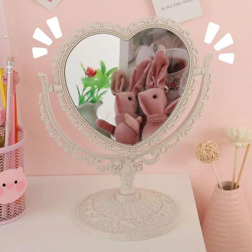Heart-Shaped Cosmetic Mirror Oval Dressing Mirror Durable Double-Sided Makeup Mirror  Dormitory
