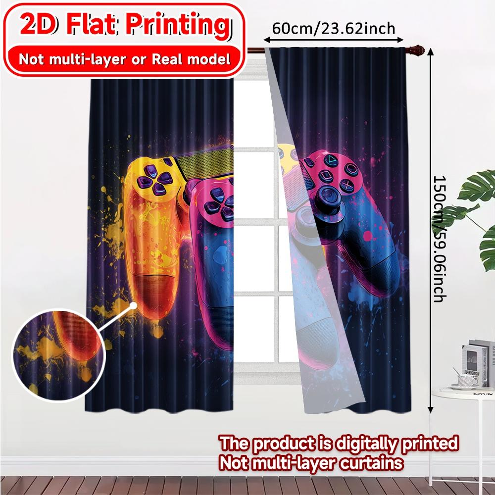 2D Flat Printing  2pcs Dual Neon Controllers Light Filtering Popular Curtains Machine Washable Fabric Curtains Room Decor for