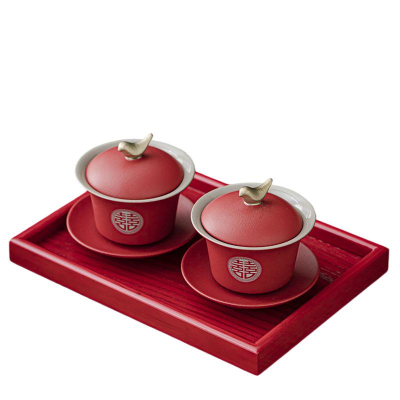 Wedding Tea Ceremony Gaiwan Set - Bride's Change of Address Tea Bowls