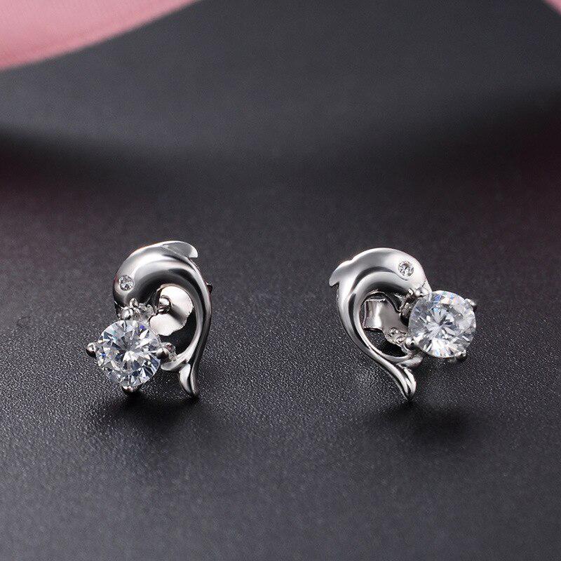 Tancise Silver 925 Heart-shaped Stud Earrings with AAA Zircon    for Women Fashion Fine Wedding Party Jewellery Gifts