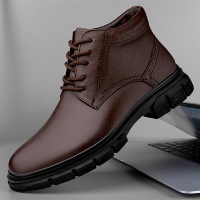 Fashion New Stylish High Top for Men Outdoor Shoes 2024 Hot Sale Genuine Leather Men Ankle Boots Male Shoes Warm Plush Fur Winter Boots