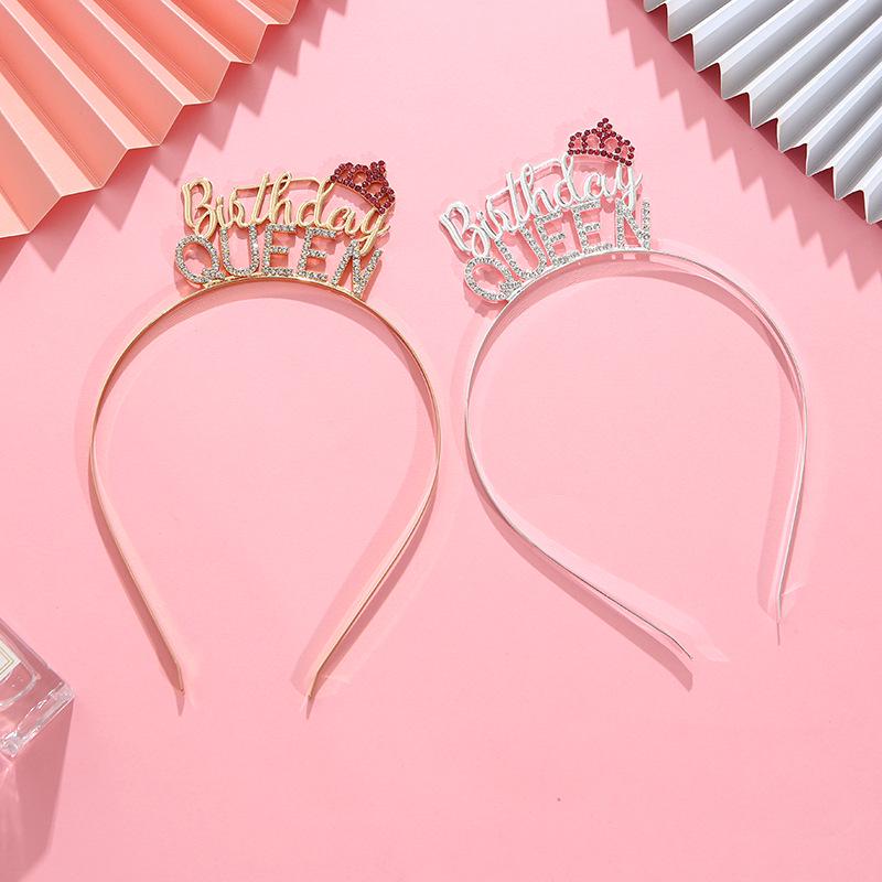 Stylish Metal Crown Birthday Queen Headband Set - Narrow Hair Accessories