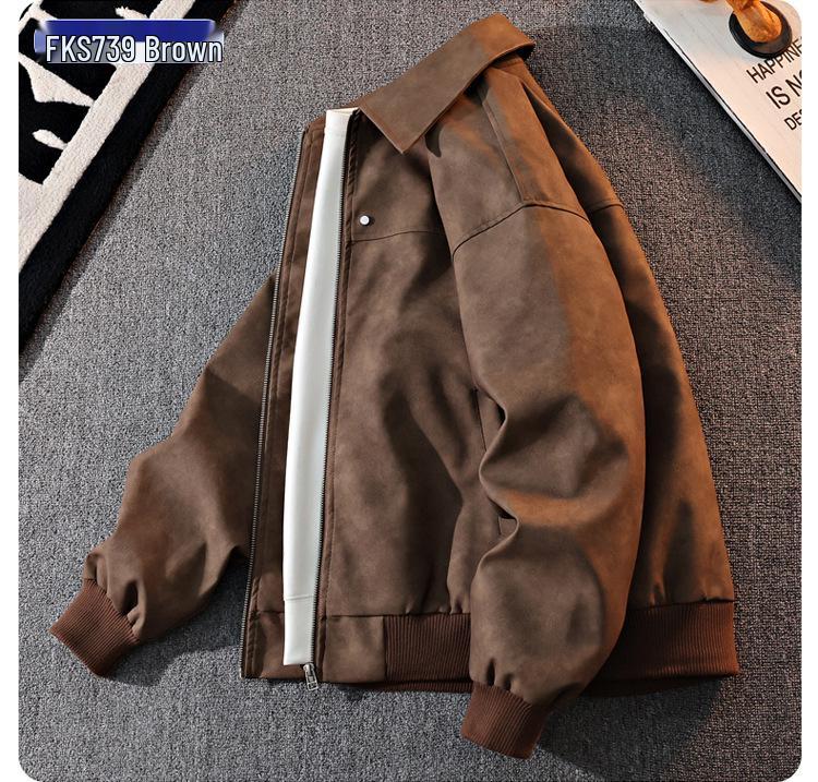 Men's Retro Lapel Leather Jacket - Spring & Autumn Hong Kong Style