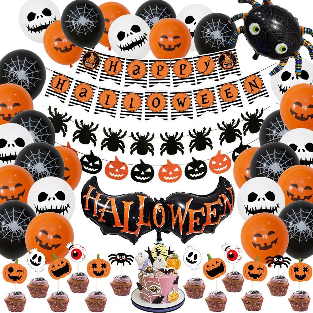 

Хэллоуин Воздушные Шары Украшение для Вечеринки Креативная Тыква Страшный Призрак Паук Набор Воздушных Шаров Хэллоуин Набор Флагов из Воздушных Шаров для Украшения Стен Balloon Set