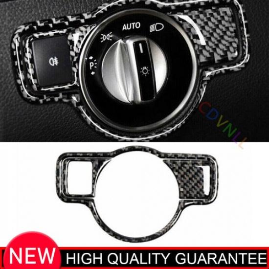 For Benz GLE GLS 2016-2019 Real Carbon Fiber Headlight Control Button Ring Trim