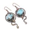 Larimar Earrings, 999 Copper Wire Wrapped Jewelry, Gemstone Earrings, Gift For Her Handmade Dainty Jewelry