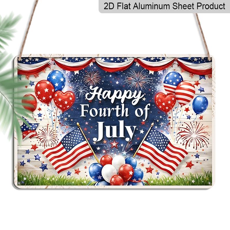 

2D Flat Metal Sign for US Patriotic Fans, Vintage Happy Fourth of July Aluminum Tin Sign, Patriotic Wall Decor for Independence Day, Wall Art for Man 20*30cm