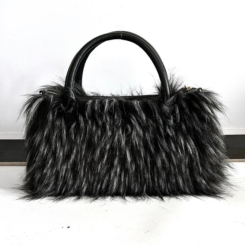 2025 Luxury New Design Women's Faux Fur Handbag Winter Soft Warm Bag Girls Fluffy Large Capacity Tote bag High Quality Fur Purse