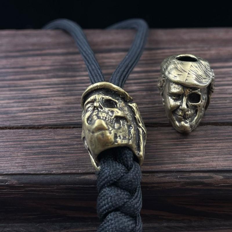Brass Skull Charm Skull Jewelry Pendant Bead Charm Lanyard Bead Brass Texture Suitable for Bracelets and Keychains