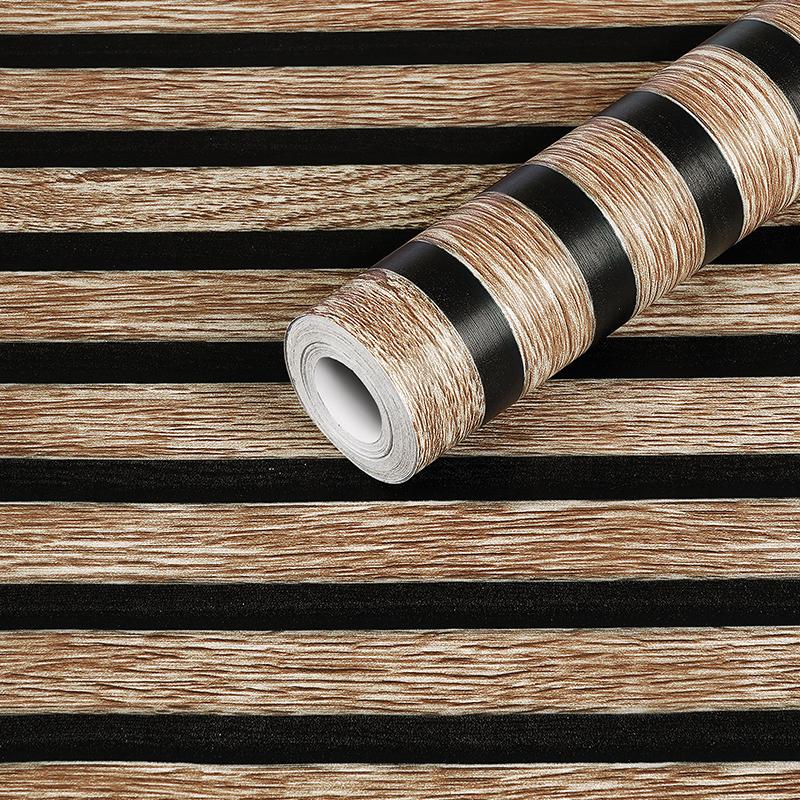 

Home Decorations Dormitory Decoration Room Decor Removable Wood Grain Striped Wall Decororation Waterproof Wall Stickers Posters 45CMX1M