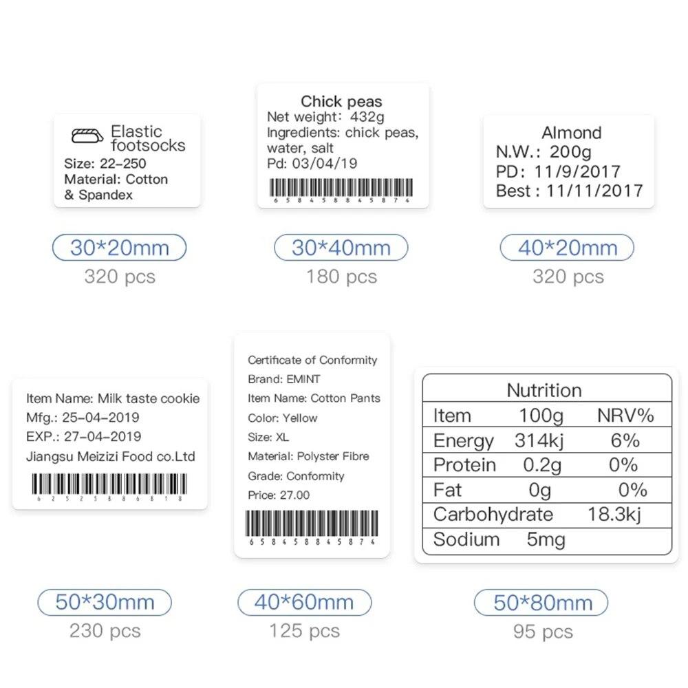 3Rolls Niimbot B21 B3S B1 White Label Sticker 30x20mmx320Pcs Thermal Label Paper Waterproof Scratch-Resistant Jewelry Price Tag